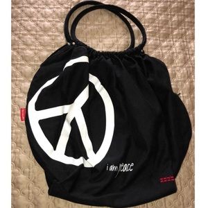 Peace Love World Black and White Tote Bag
